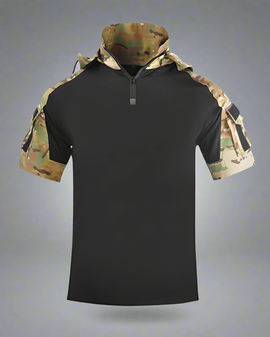 T-shirt tactique camouflage covert - t-shirt en coton - T-shirt camouflage tactique à capuche pour l'extérieur