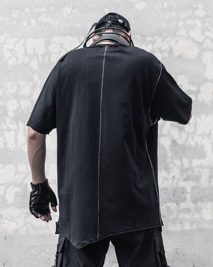 T-shirt Tech Géométrie Futuriste -  noir - T-shirt Tech en Géométrie Futuriste pour un Style Unique