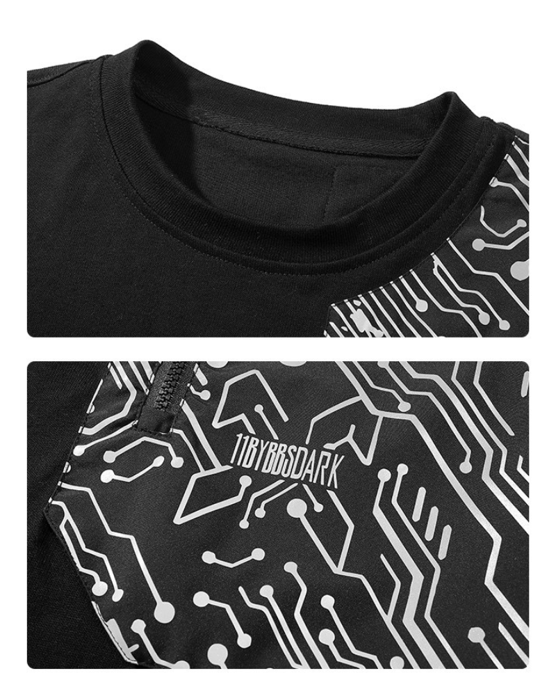 T-shirt Tech Réfléchissant Visionnaire -  style cyberpunk - T-shirt Tech Réfléchissant pour un Style Urbain Moderne