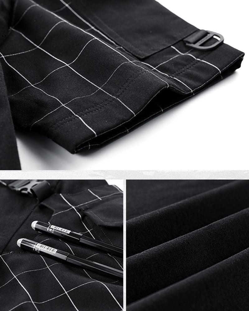 T-Shirt Techwear à Carreaux Dynamique -  style décontracté - T-Shirt Techwear à Carreaux pour un Style Unique