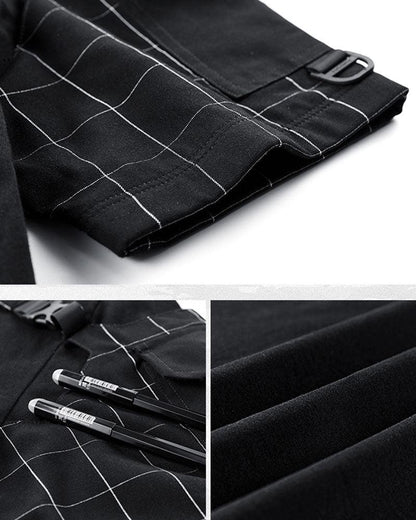 T-Shirt Techwear à Carreaux Dynamique -  style décontracté - T-Shirt Techwear à Carreaux pour un Style Unique