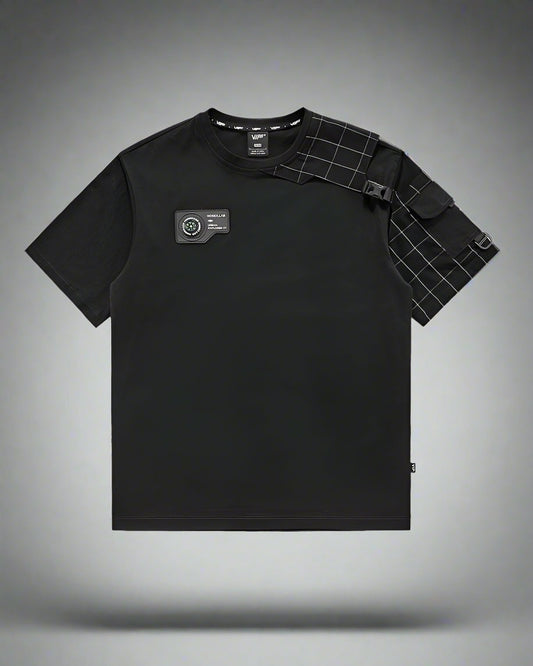 T-Shirt Techwear à Carreaux Dynamique - t-shirt - T-Shirt Techwear à Carreaux pour un Style Unique