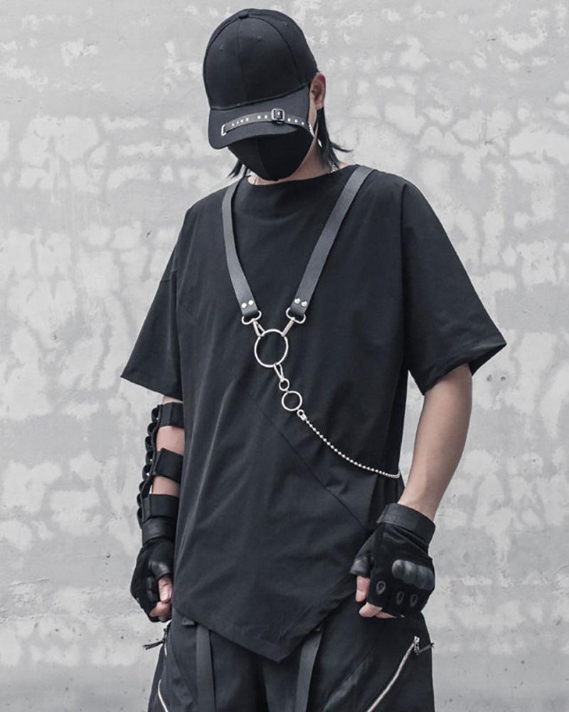T-shirt Techwear Japonais Urbain -  noir - T-shirt Techwear Japonais pour un Style Urbain