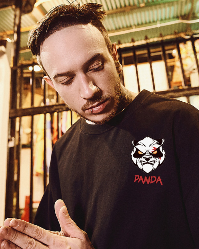 T-shirt Vibes Panda Détendu -  mode streetwear - T-shirt Vibes Panda Détendu pour un Look Streetwear