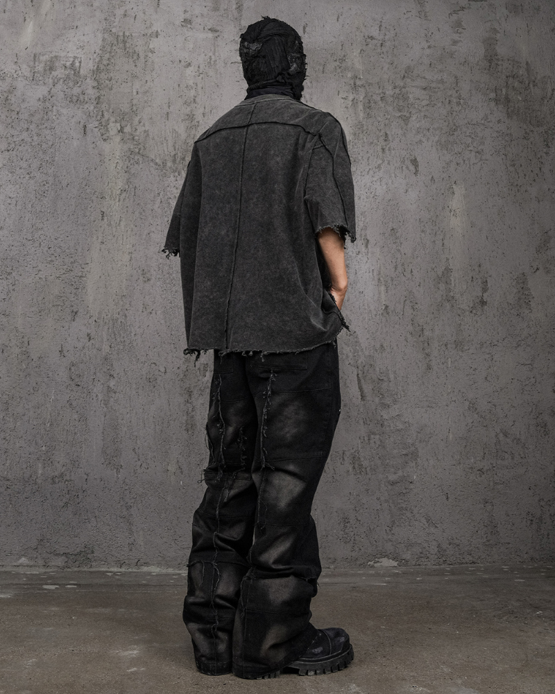 T-Shirt Vintage Tête de Démon - t-shirt - T-Shirt Vintage Tête de Démon avec Bords Bruts