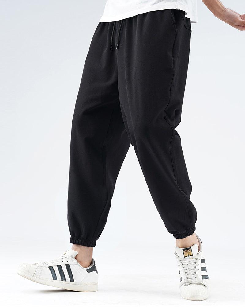 Joggers en Soie Noire Élégants