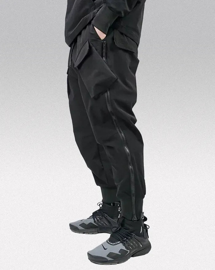 Pantalons Cargo Techwear avec Fermeture Éclair Latérale
