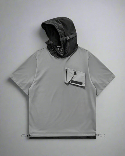 Tee-shirt à capuche essentiel avec poches - tee-shirt - Tee-shirt à capuche gris avec poche poitrine pratique