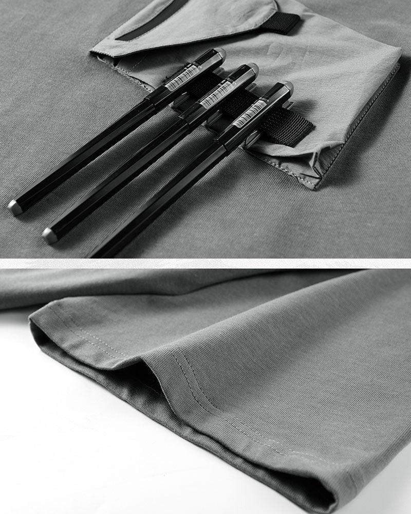 Tee-shirt à capuche essentiel avec poches - tee-shirt - Tee-shirt à capuche gris avec poche poitrine pratique