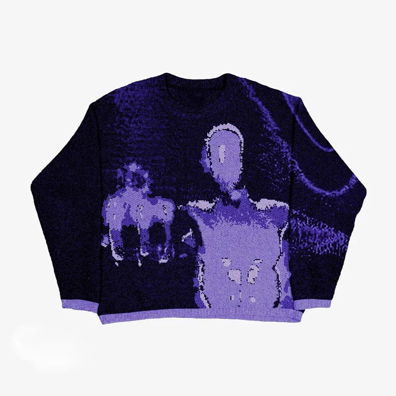 Tricot Violet - design unique y2k - Pull streetwear Y2K violet au style unique