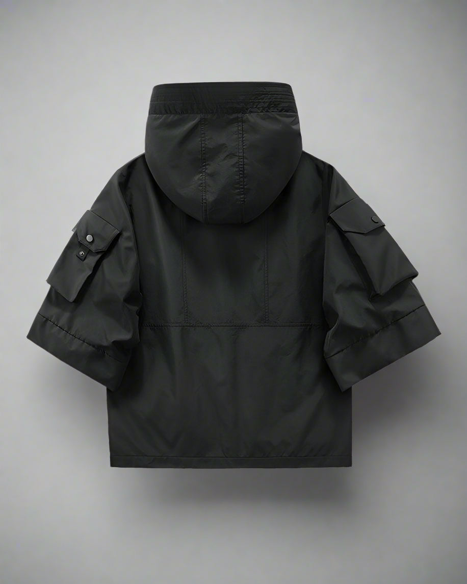 Veste à Capuche Courte Tendance - veste techwear - Veste à Capuche Courte Élégante pour un Style Urbain