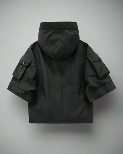 Veste à Capuche Courte Tendance - veste techwear - Veste à Capuche Courte Élégante pour un Style Urbain