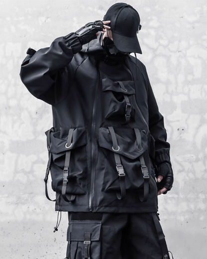 Veste à Capuche Cyberpunk Futuriste -  design futuriste - Veste à Capuche Cyberpunk Ample et Fonctionnelle
