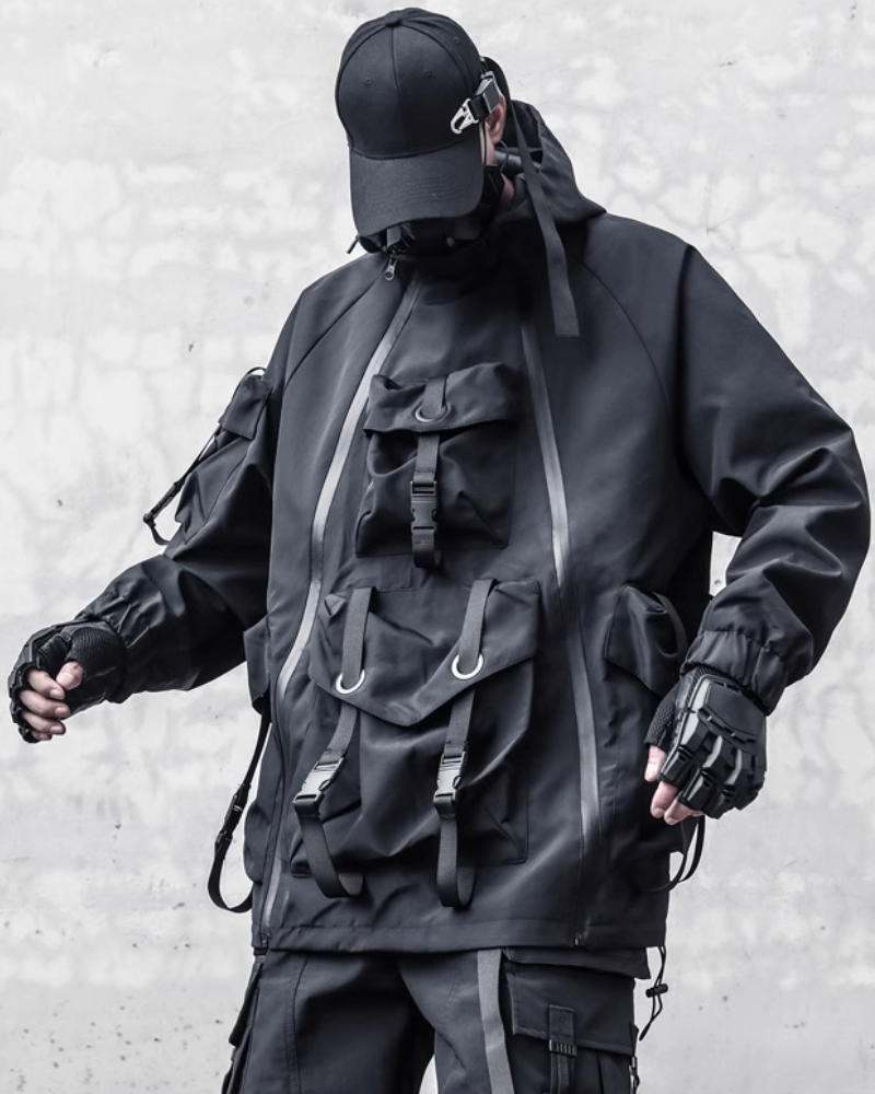 Veste à Capuche Cyberpunk Futuriste -  esthétique cyberpunk - Veste à Capuche Cyberpunk Ample et Fonctionnelle