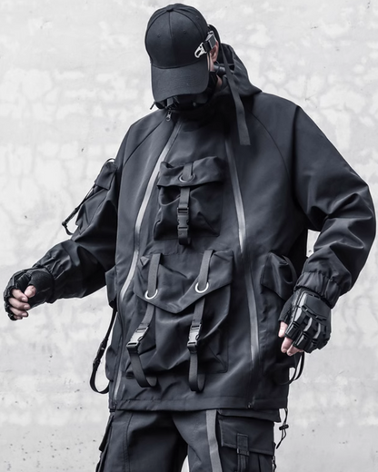 Veste à Capuche Cyberpunk Futuriste -  esthétique cyberpunk - Veste à Capuche Cyberpunk Ample et Fonctionnelle