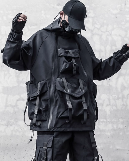 Veste à Capuche Cyberpunk Futuriste -  mode urbaine - Veste à Capuche Cyberpunk Ample et Fonctionnelle