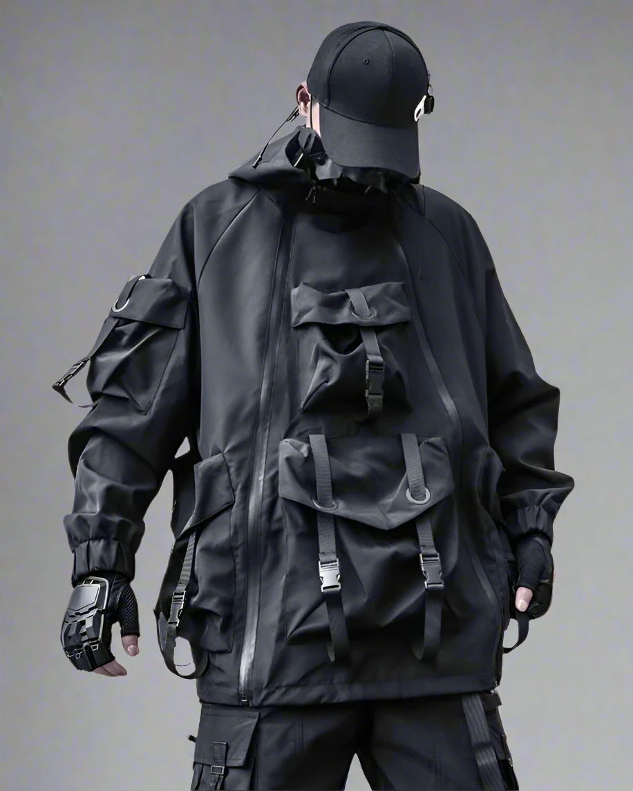 Veste à Capuche Cyberpunk Futuriste - veste cyberpunk - Veste à Capuche Cyberpunk Ample et Fonctionnelle