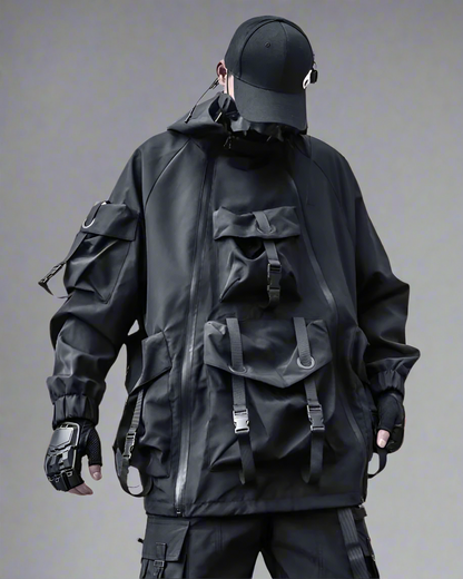 Veste à Capuche Cyberpunk Futuriste - veste cyberpunk - Veste à Capuche Cyberpunk Ample et Fonctionnelle