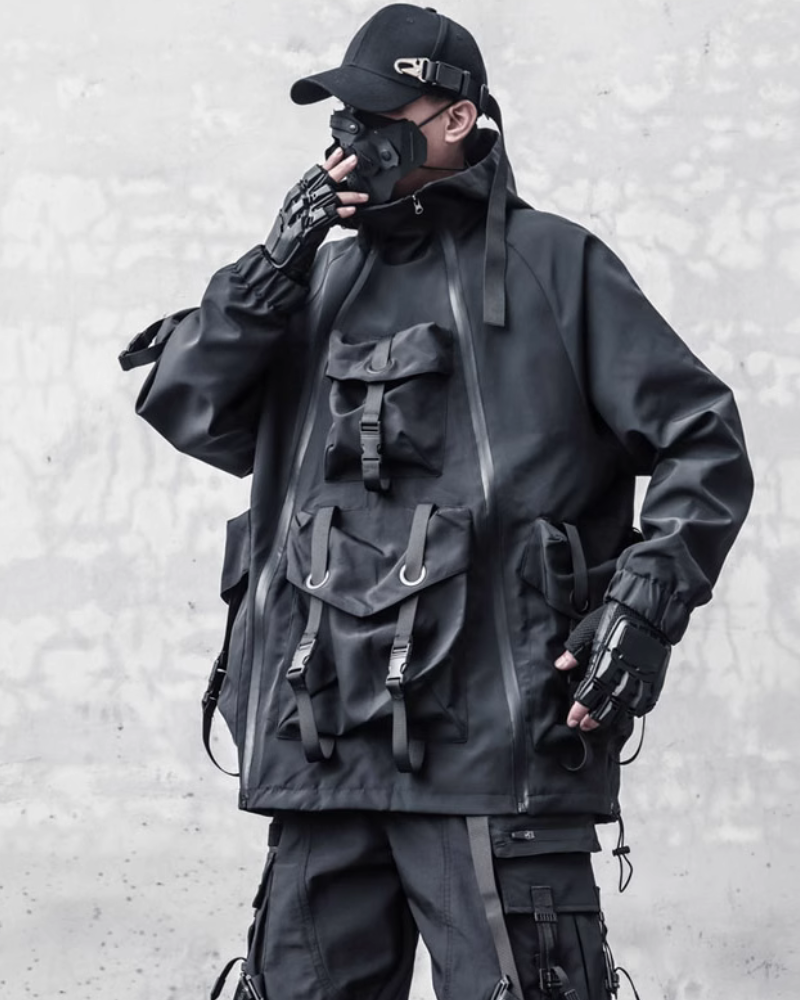 Veste à Capuche Cyberpunk Futuriste -  veste décontractée - Veste à Capuche Cyberpunk Ample et Fonctionnelle