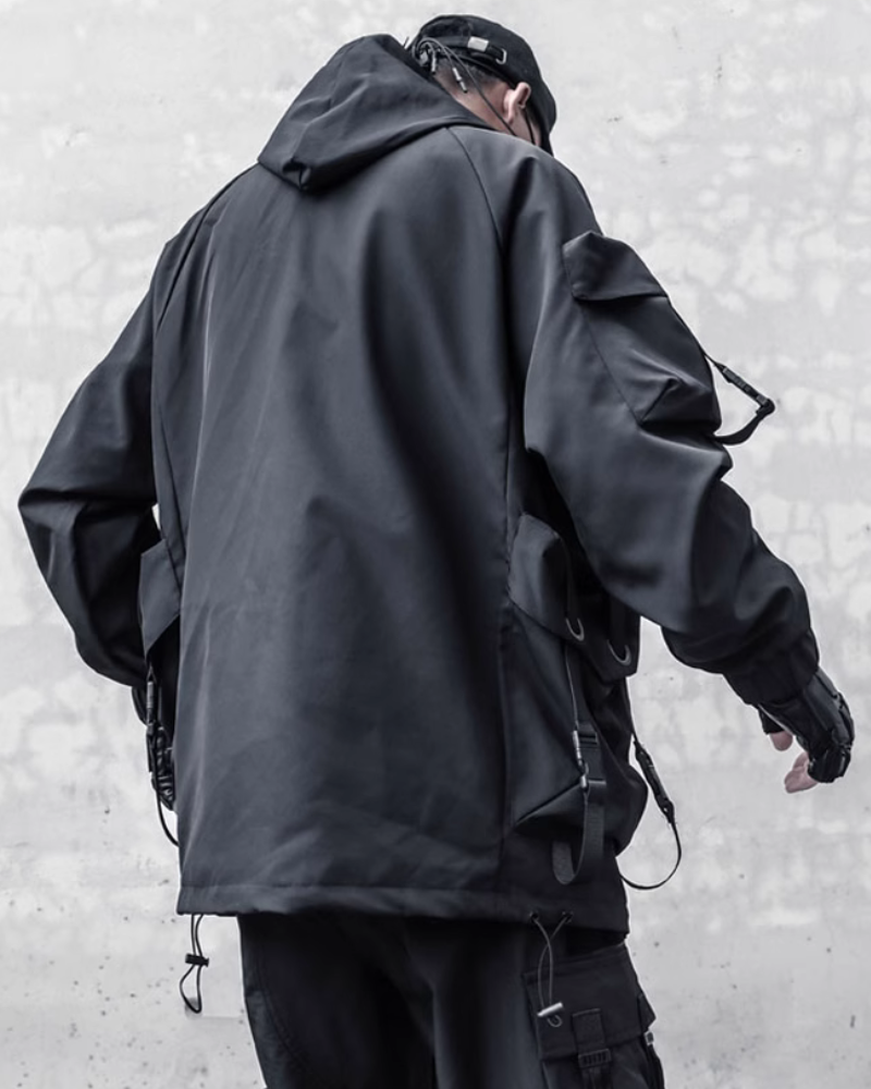 Veste à Capuche Cyberpunk Futuriste - veste de sport extérieure - Veste à Capuche Cyberpunk Ample et Fonctionnelle