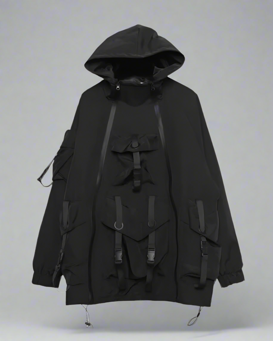 Veste à Capuche Cyberpunk Futuriste - veste de sport extérieure - Veste à Capuche Cyberpunk Ample et Fonctionnelle