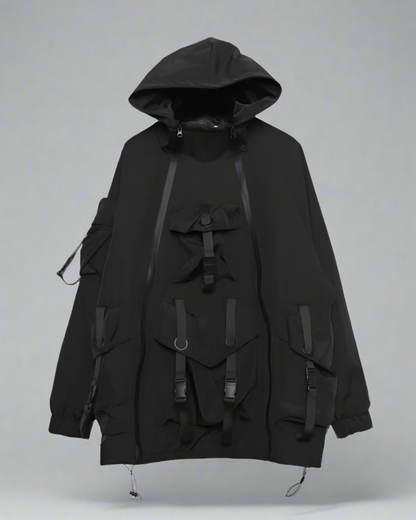 Veste à Capuche Cyberpunk Futuriste - veste de sport extérieure - Veste à Capuche Cyberpunk Ample et Fonctionnelle