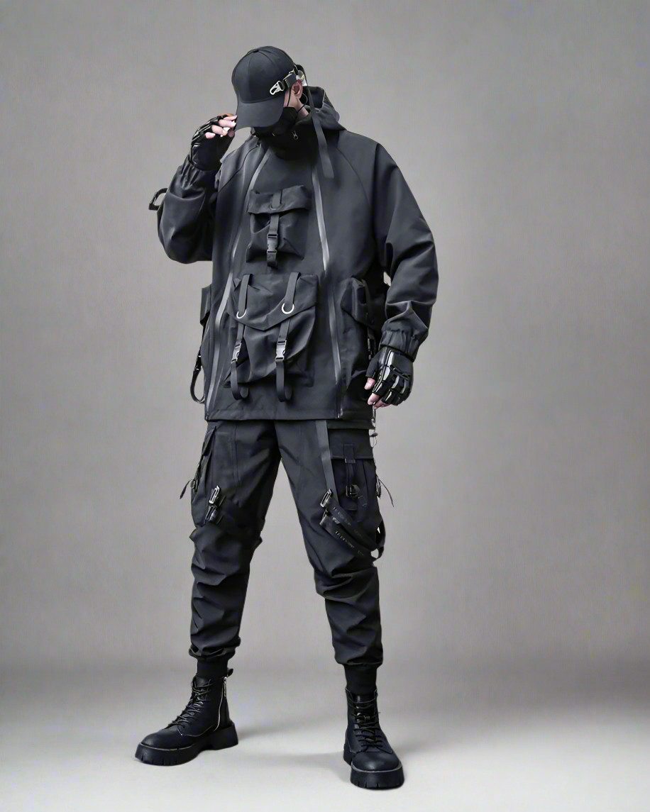 Veste à Capuche Cyberpunk Futuriste -  veste techwear - Veste à Capuche Cyberpunk Ample et Fonctionnelle