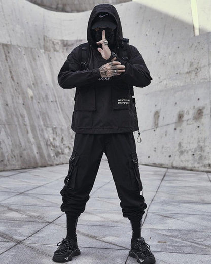 Veste à Capuche Polyvalente avec Poches -  poche - Veste à Capuche Noire Polyvalente avec Poches Pratiques