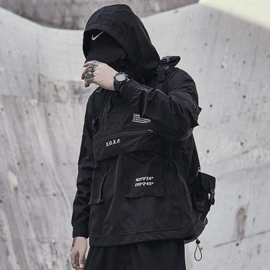 Veste à Capuche Polyvalente avec Poches - veste - Veste à Capuche Noire Polyvalente avec Poches Pratiques