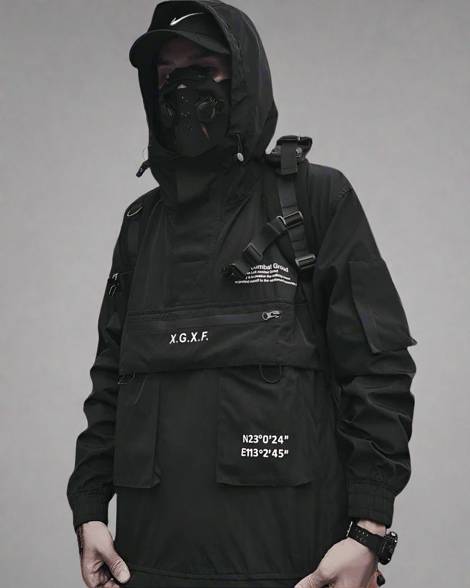 Veste à Capuche Polyvalente avec Poches - veste élégante - Veste à Capuche Noire Polyvalente avec Poches Pratiques