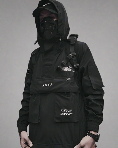 Veste à Capuche Polyvalente avec Poches - veste élégante - Veste à Capuche Noire Polyvalente avec Poches Pratiques