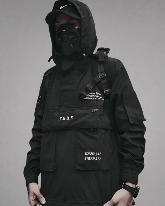 Veste à Capuche Polyvalente avec Poches - veste élégante - Veste à Capuche Noire Polyvalente avec Poches Pratiques