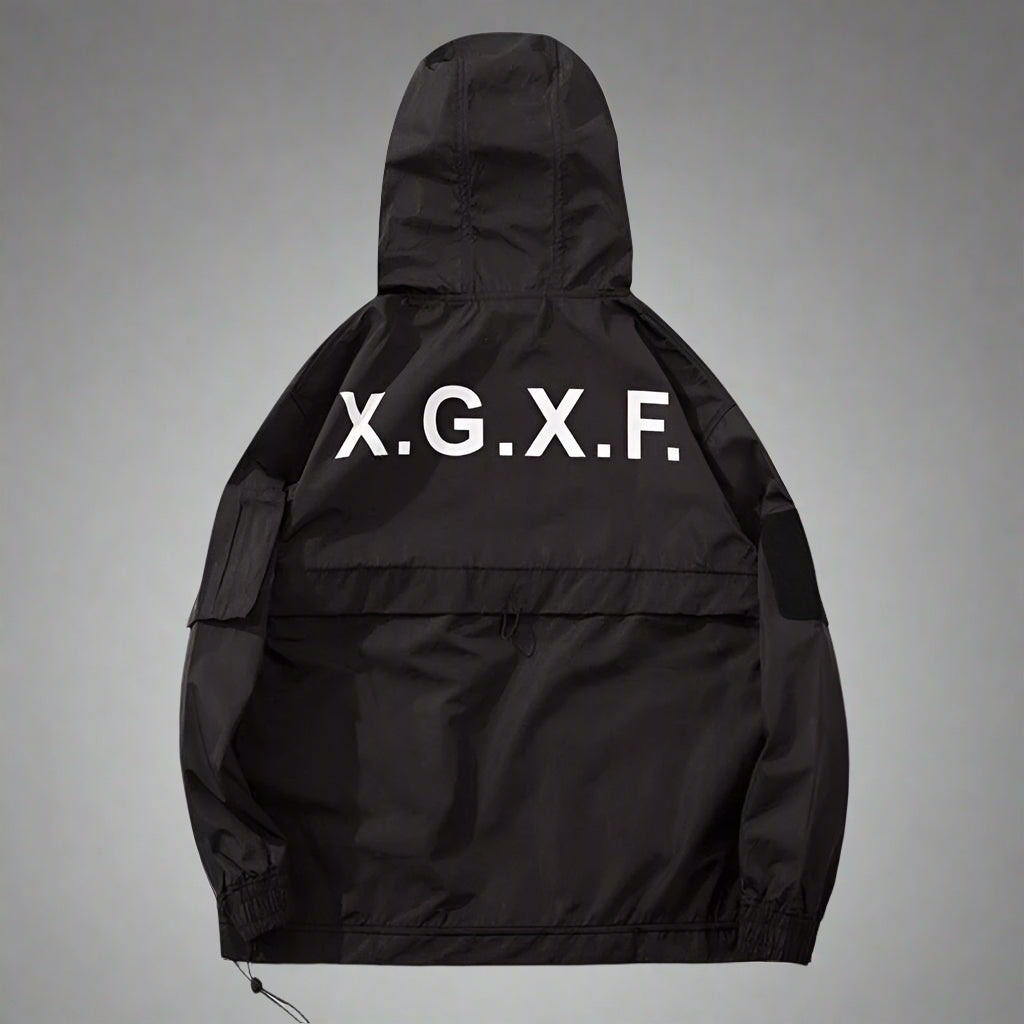 Veste à Capuche Polyvalente avec Poches -  veste urbaine - Veste à Capuche Noire Polyvalente avec Poches Pratiques