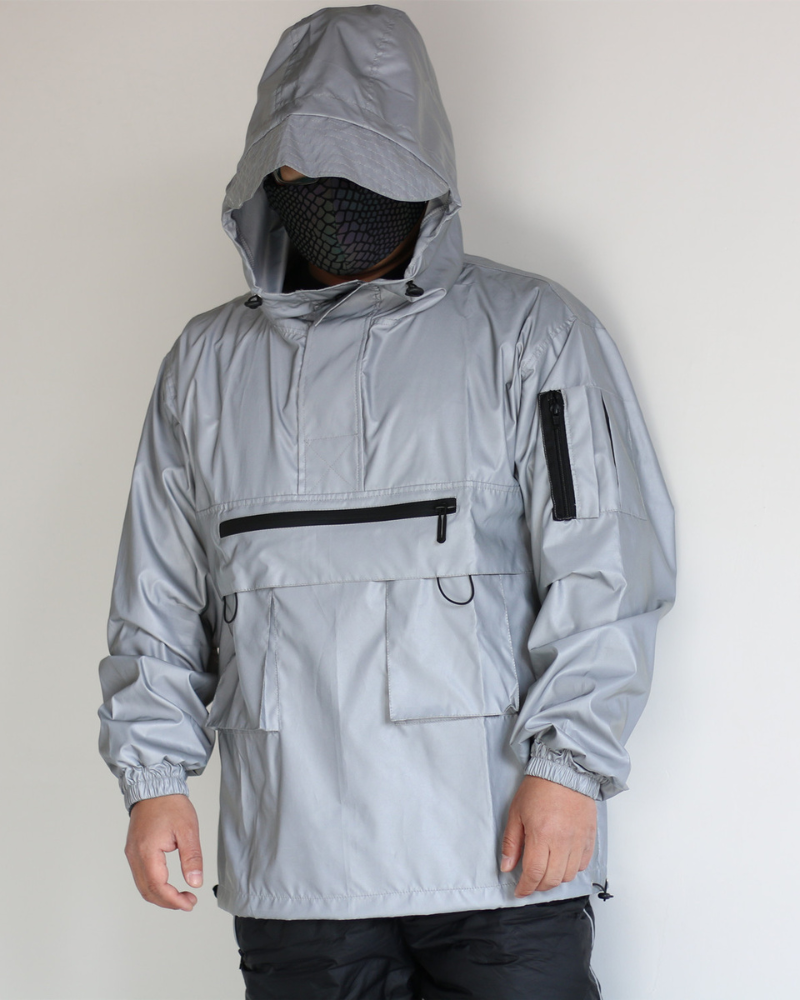 Veste à Capuche Réfléchissante Adaptative -  veste cyberpunk - Veste à Capuche Réfléchissante pour Style Urbain