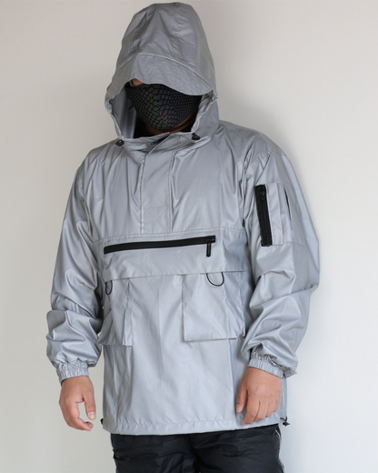 Veste à Capuche Réfléchissante Adaptative -  veste cyberpunk - Veste à Capuche Réfléchissante pour Style Urbain