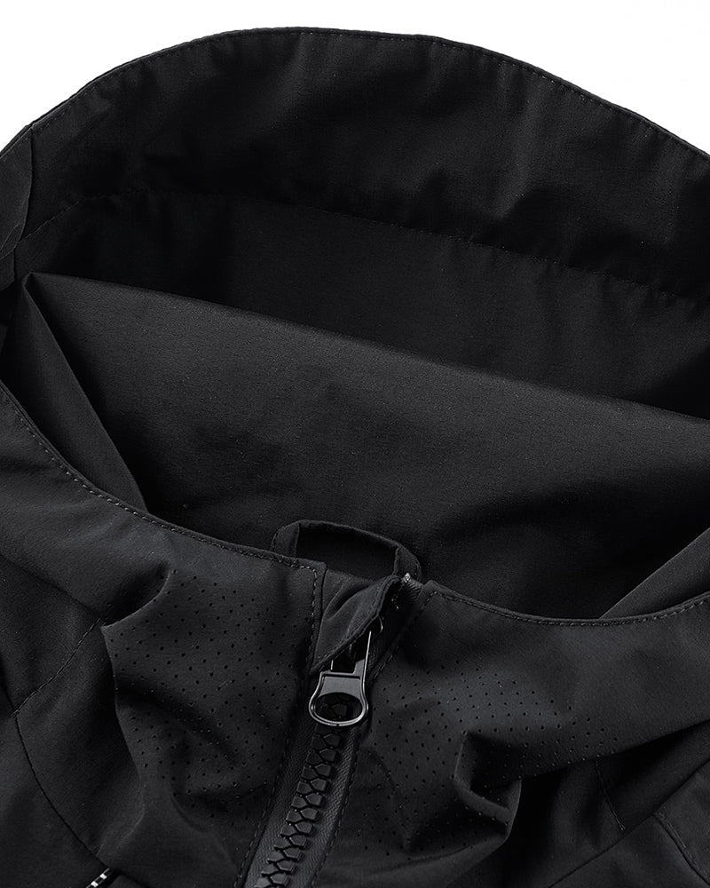 Veste à Capuche Utilitaire Ultime -  mode techwear - Veste à Capuche Utilitaire Noir pour un Style Techwear
