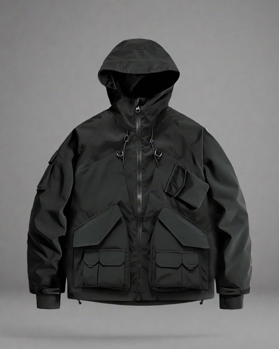 Veste à Capuche Utilitaire Ultime - veste - Veste à Capuche Utilitaire Noir pour un Style Techwear