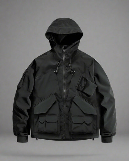 Veste à Capuche Utilitaire Ultime - veste - Veste à Capuche Utilitaire Noir pour un Style Techwear
