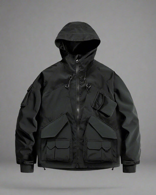 Veste à Capuche Utilitaire Ultime - veste - Veste à Capuche Utilitaire Noir pour un Style Techwear