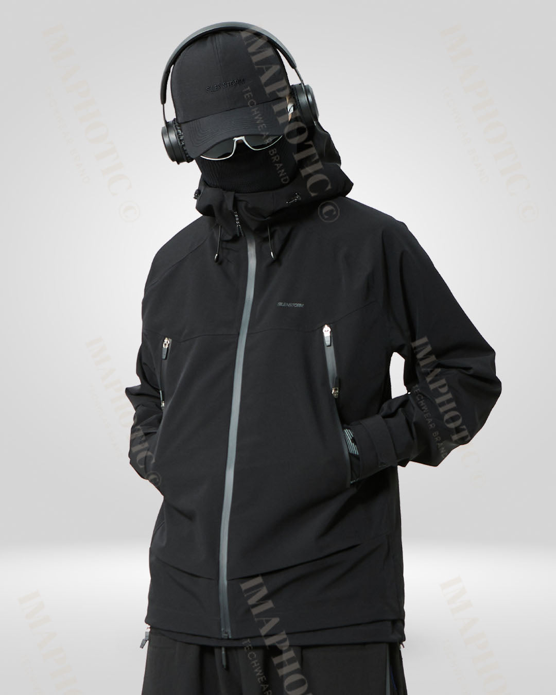 Veste coupe-vent noire élégante - veste coupe-vent - Veste coupe-vent noire élégante et imperméable