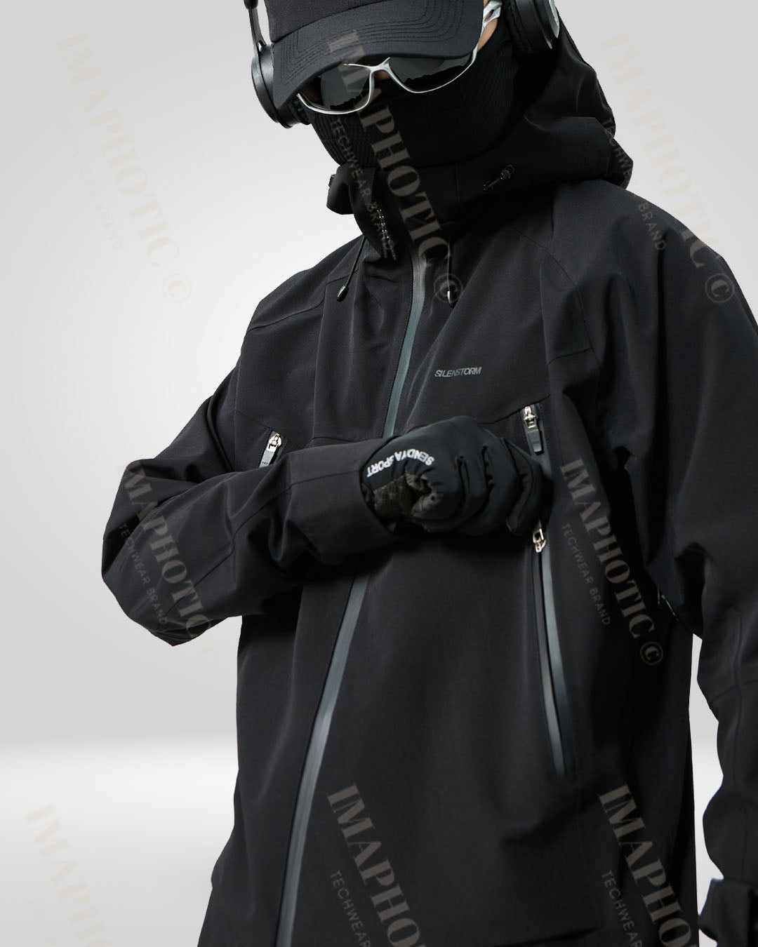 Veste coupe-vent noire élégante -  veste techwear - Veste coupe-vent noire élégante et imperméable