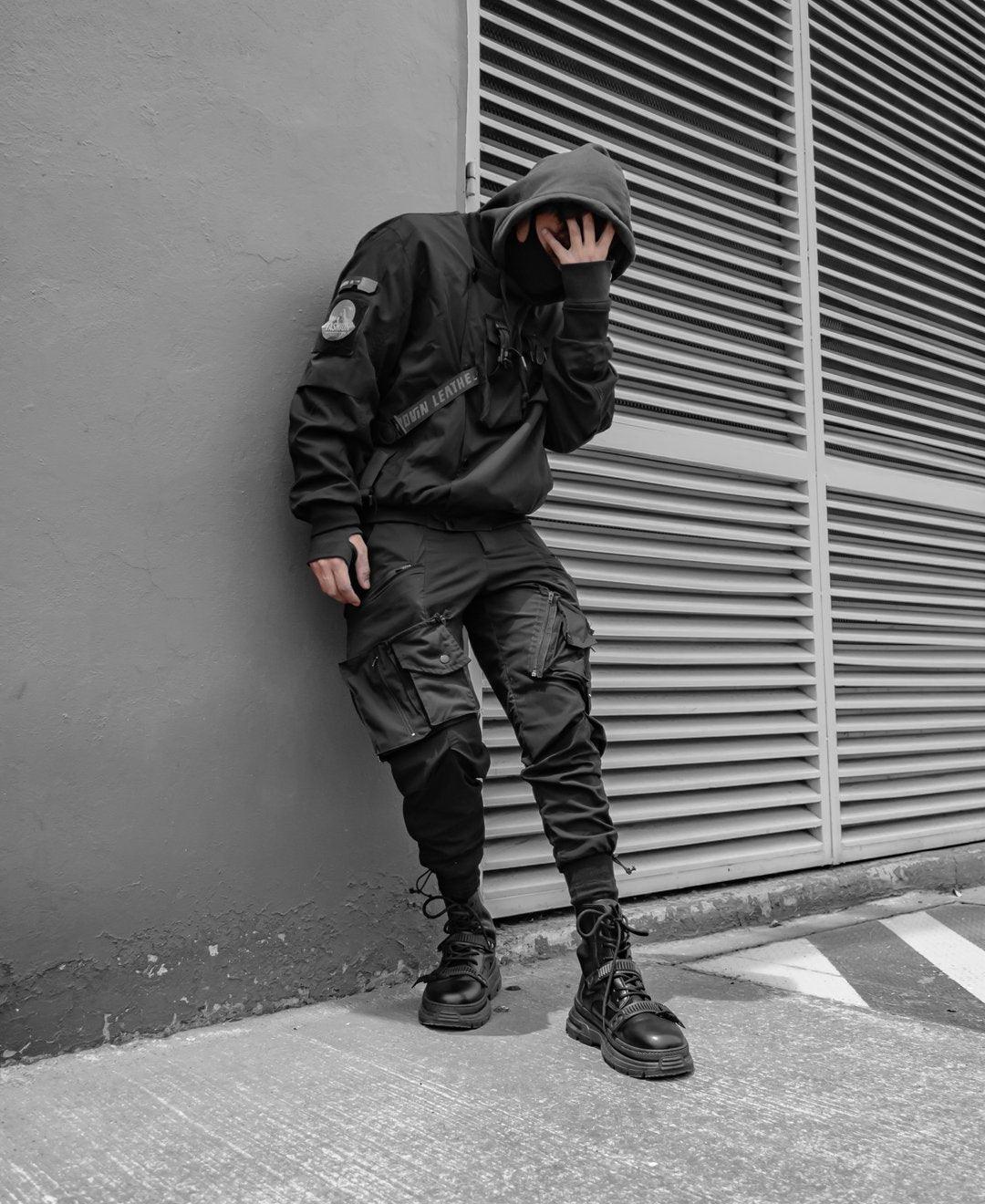 Veste Crâne Gothique Futuriste -  veste urbaine - Veste Bomber Noire Crâne au Style Futuriste