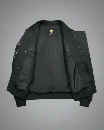 Veste Crâne Gothique Futuriste -  crâne futuriste - Veste Bomber Noire Crâne au Style Futuriste