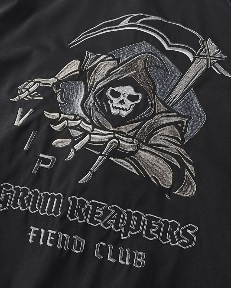 Veste Crâne Gothique Futuriste - veste gothique - Veste Bomber Noire Crâne au Style Futuriste