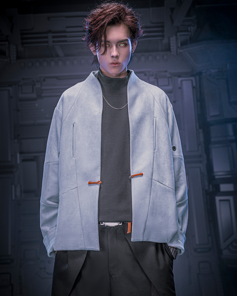 Veste Cyberpunk en Suède Urbaine -  style futuriste - Veste Cyberpunk en Suède Urbaine pour un style unique