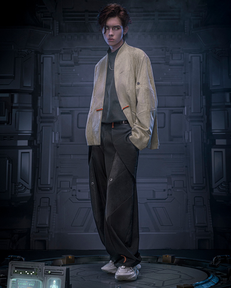 Veste Cyberpunk en Suède Urbaine -  veste tendance - Veste Cyberpunk en Suède Urbaine pour un style unique