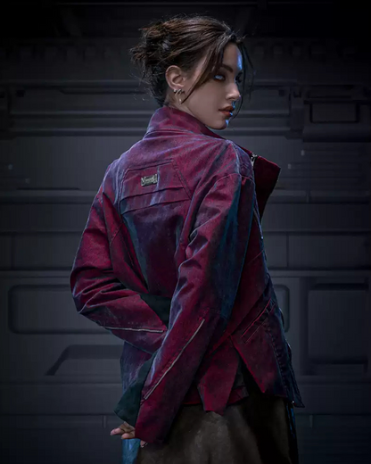 Veste Cyberpunk en Velours Futuriste -  manteau à revers - Veste Cyberpunk en Velours Futuriste pour un Style Unique