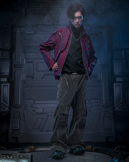 Veste Cyberpunk en Velours Futuriste -  techwear - Veste Cyberpunk en Velours Futuriste pour un Style Unique