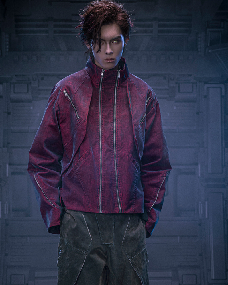 Veste Cyberpunk en Velours Futuriste - veste cyberpunk - Veste Cyberpunk en Velours Futuriste pour un Style Unique