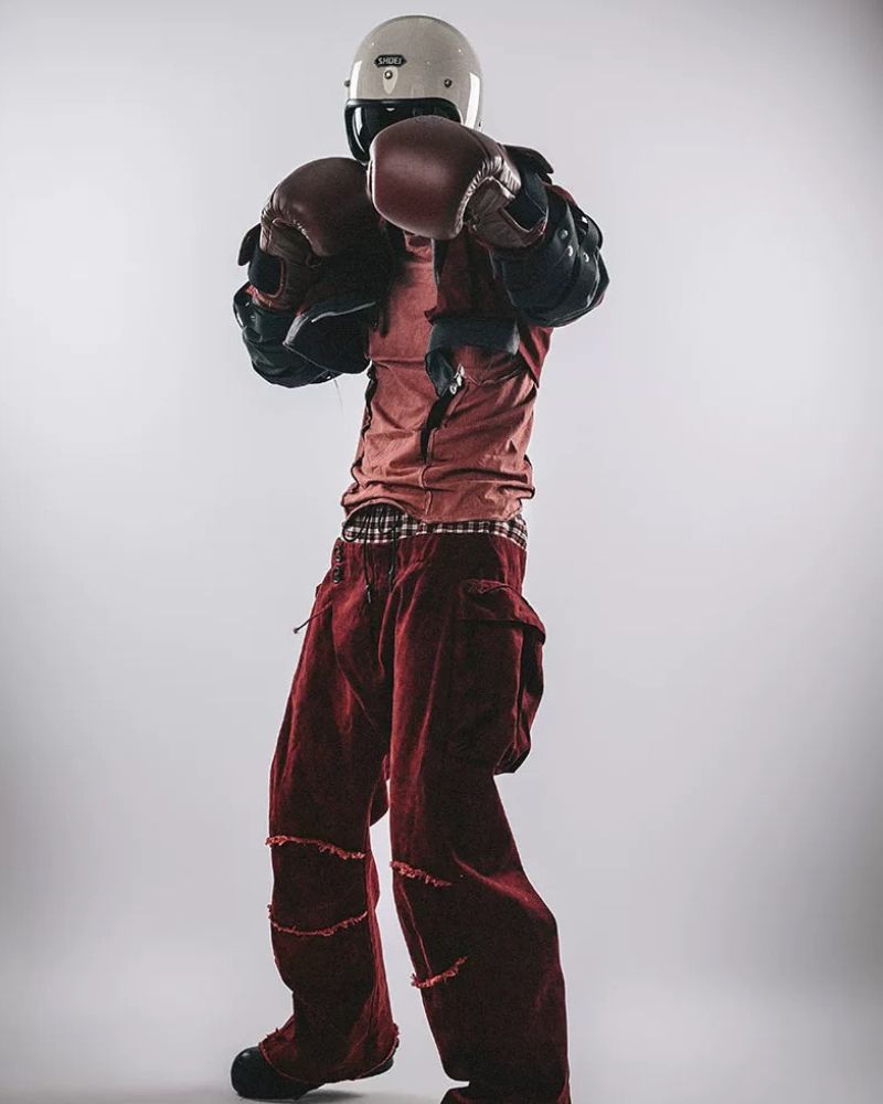 Veste de Boxe Rouge Écrasante -  mode audacieuse - Veste de Boxe Rouge Angora Confortable et Élégante